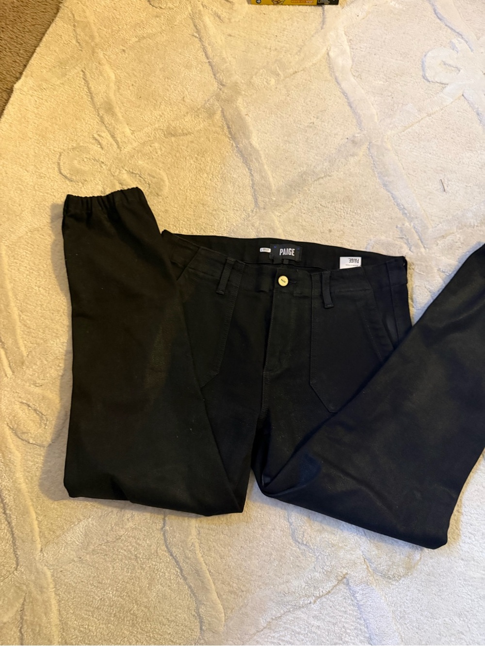 PAIGE Black High-Rise Slim Trousers